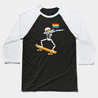 LGBT Dab Skeleton Skateboard Costume  Halloween Baseball T-Shirt